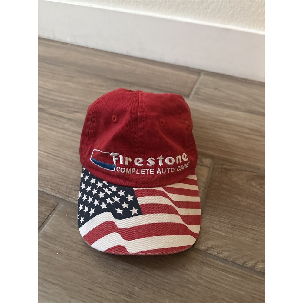 FIRESTONE Complete Auto Care Baseball Cap Hat Adjustable Embroidered USA Flag